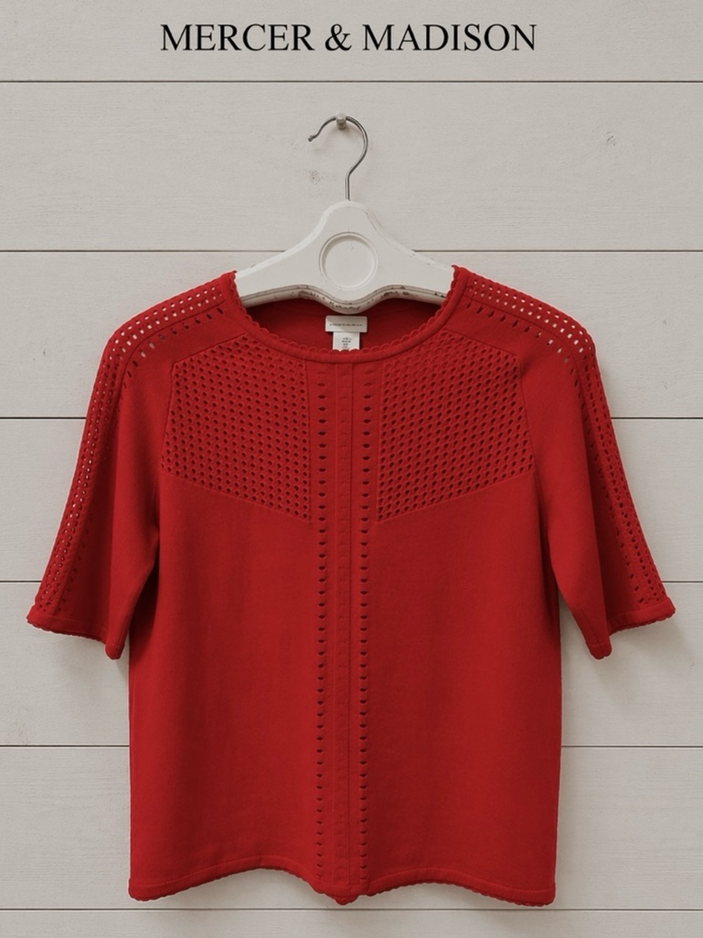 Mercer & Madison Red Textured Knit Top – Size L